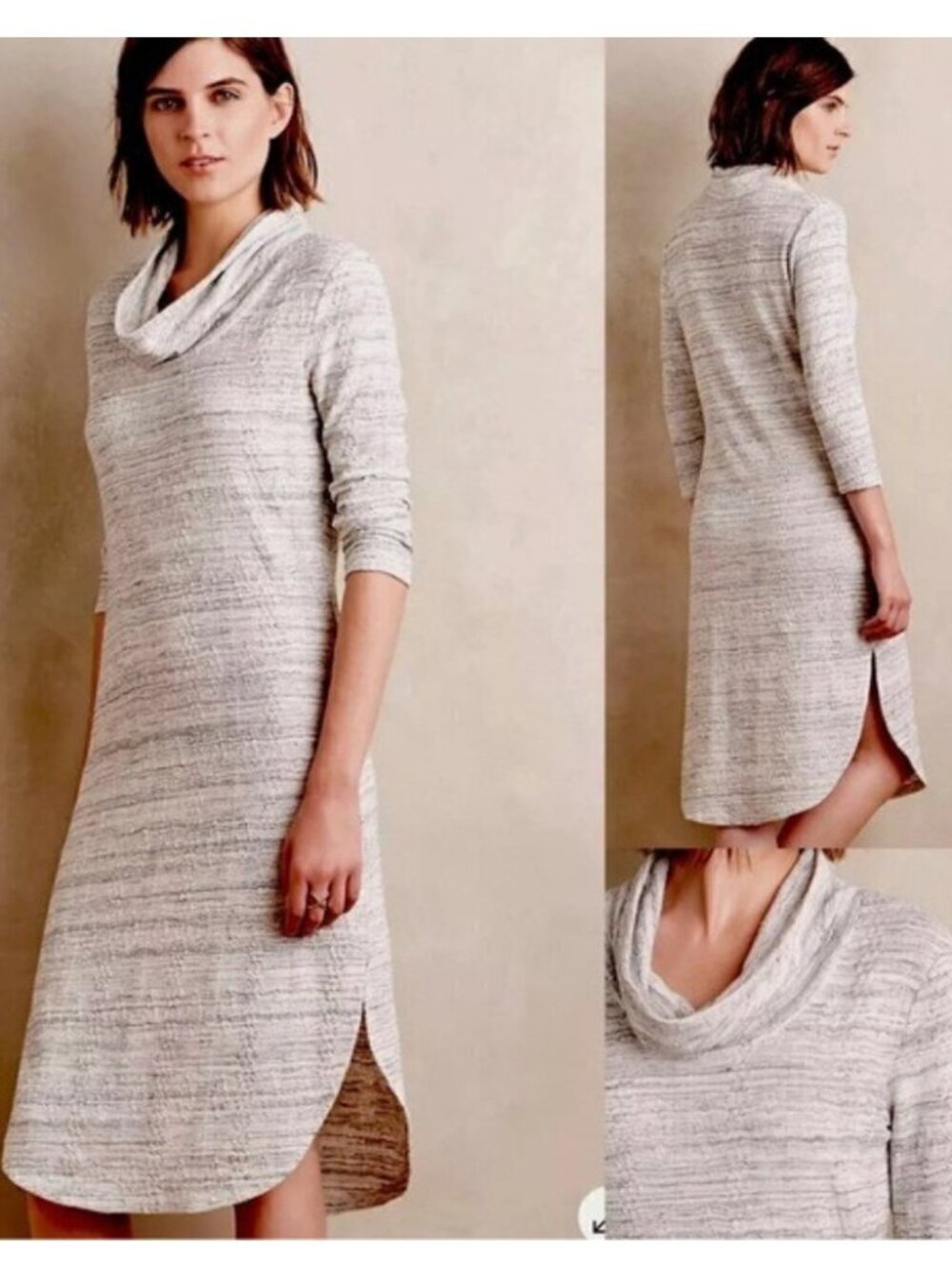 Anthropologie Saturday Sunday Gray Cowled Midi Chemise Midi Dress size XS cozy